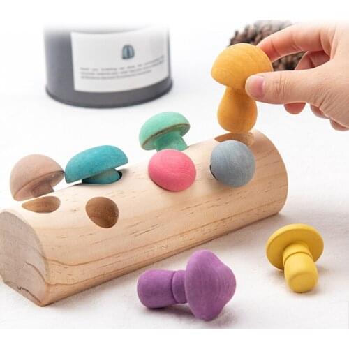 Children Simulation Picking Mushroom Game Toys Baby Concentration Training Macaron Color Picking Mushroom Wooden Toys