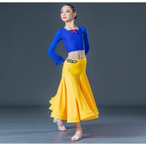 Ballroom Dance Performance Costume Suit Girls Summer Waltz Dancing Practice Wear Latin Dance Competition Clothing Set VDB3705
