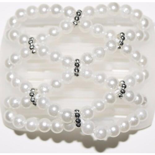 Beautiful pearl silver beads small size magic comb 20pcs/lot classical comb Easy to Use easy to use for young&old