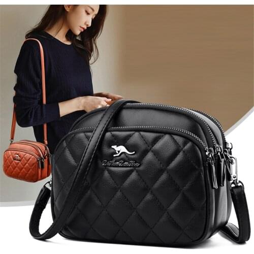 3 Pockets Ladies Small Handbags Fashion Diamond Lattice Shoulder Bags for Women High Quality Pu Leather Crossbody Bag Brand Sac