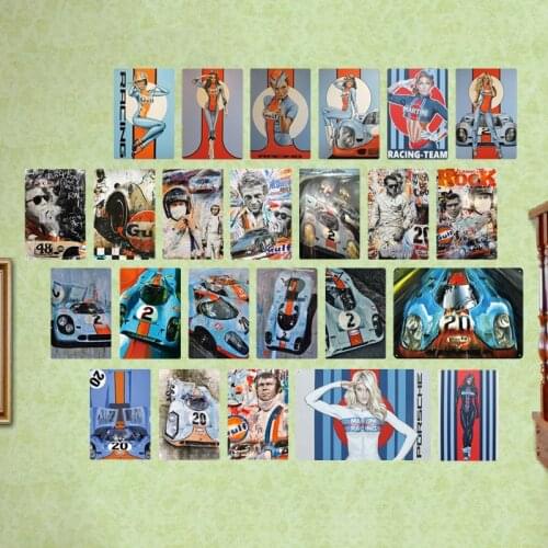 Champion Car Racing Metal Sign Plaque Vintage Gulf Garage Tin Sign Decor Tin Posters Car Bar Pub Decoration Plate