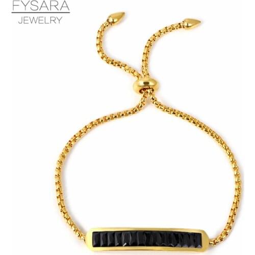 FYSARA Trendy Red/Black Crystals CZ Tag Bracelets & Bangles For Women Fashion Adjustable Chain Bracelets Wedding Lovers Jewelry