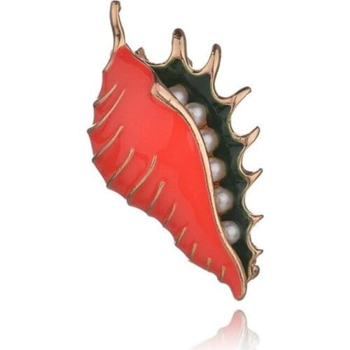 New European and American style red Enamel cute conch fashion personality brooch accessories