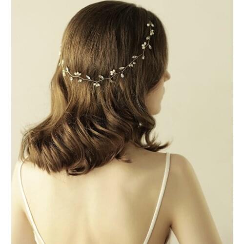 O814 Shiny diamond jewelled new design custom handmade pearl hair band for bridal wedding hairband headband