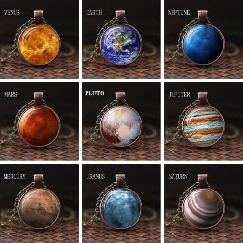 Charming Nebula Necklace Solar System Planet Venus Mercury Mars Saturn Uranus Neptune Earth Moon Pendant Dome Glass Necklaces