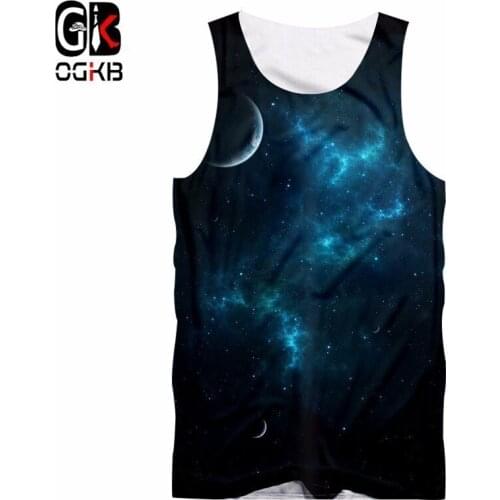 OGKB 2018 Summer Tops Men Women 3d Tank Top Print Galaxy Space Vest Man Hiphop Punk Sleeveless Tee Shirts Unisex Singlets 5XL