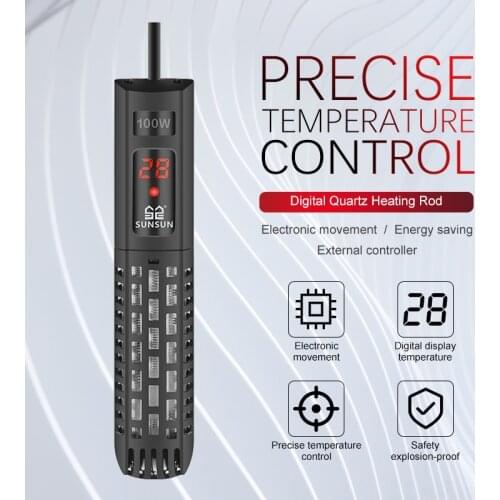 SUNSUN Aquarium Submersible Heater Fish Tank Digital Display Adjustable Water Heating Rod Constant Temperature Control Rod