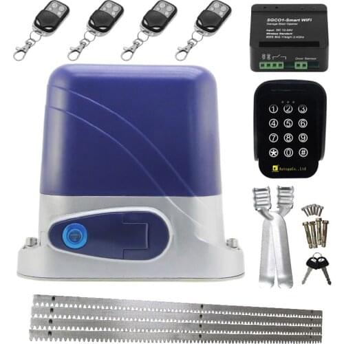 600Kg Sliding Gate Opener Drive with 4M Steel Racks WIFI Controller Touch Keypad Remote Control Electric Sliding Door Motor