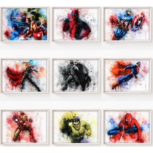 Marvel Avengers Superhero Horizontal Canvas Art Paintings Poster and Print Wall Art Picture for Nursery Room Home Decoration
