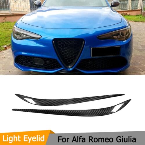 Carbon Fiber / FRP Headlamp Eyebrow Headlight Eyelids for Alfa Romeo Giulia Quadrifoglio Base Verde TI Sedan 4-Door 2015-2018