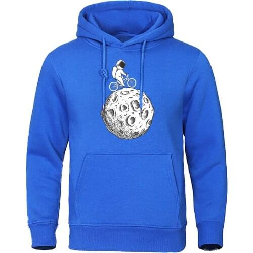 Astronaut Cycling On Moon Hoodies Autumn Male Hoodie Streetwear Warm Daily Casual Men Clothing Brand Sweatshirt