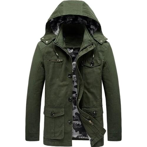 Spring Autumn Military Blazer Jacket Mid-length Men Casual Cotton Washed Coats Army Bomber Suit Jackets Cargo Trench Plus Size