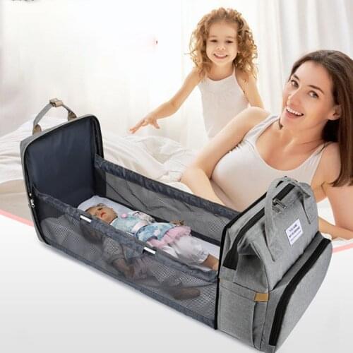 New Diaper Baby Bags with Bed Mummy Bag Waterproof Nylon Maternity Nappy Moms Backpack Baby Nursing Changing Bag For Baby Care