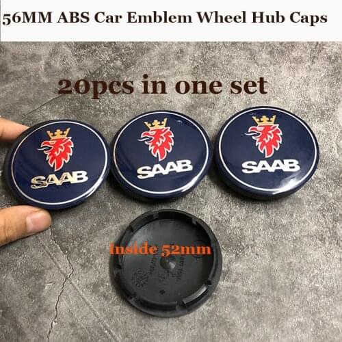 High Quality ABS 56mm 20pcs for Saab 9-3 9-5 93 95 BJ SCS Car Badge Emblem Wheel Center Caps Auto Accessories Wheels Rims Cap