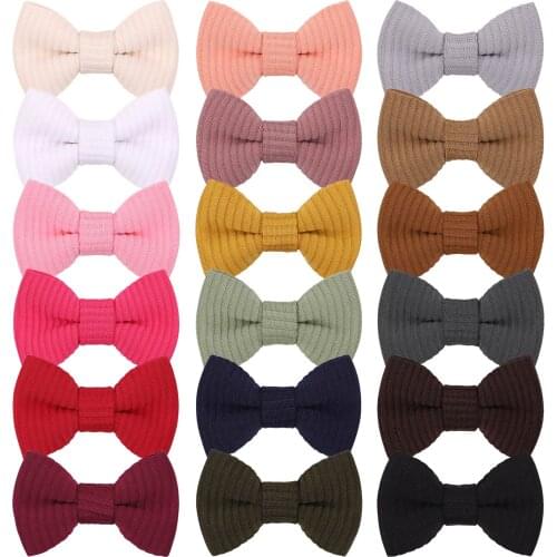 18pcs/lot 2.8Inc Hair Clip Cotton Bowknot Handmade Ribbon Hair Bows Safety Clip For Girl Hairpins Headwear Kids Hair Accessories