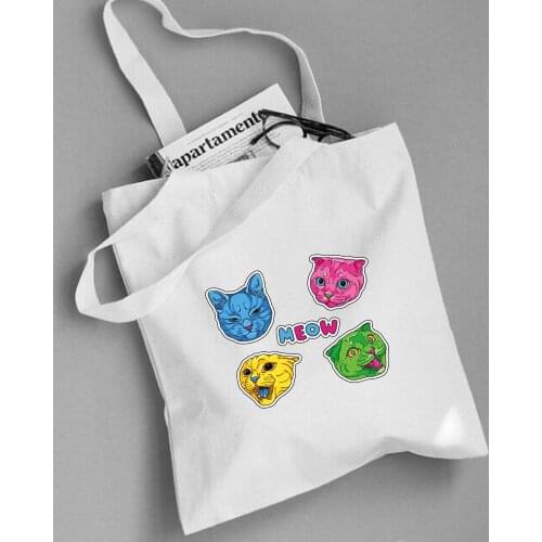 Kitty Color Painting Cool Personality Creative Canvas Women Hot Female Students College Style Simple Casual Shoulder Bags