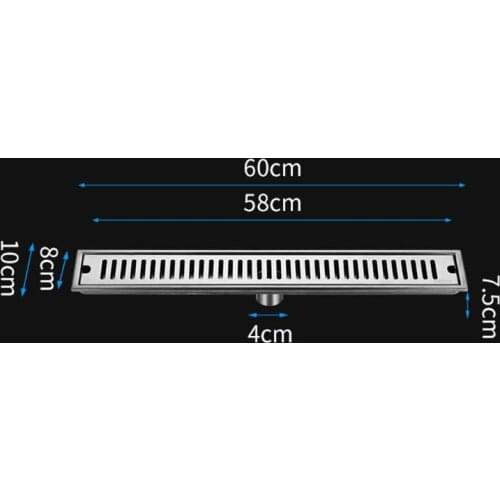 1Set 304 Stainless Steel Floor Drain Bathroom Shower Long Drainage Square Large Floor Drains Cover Roof