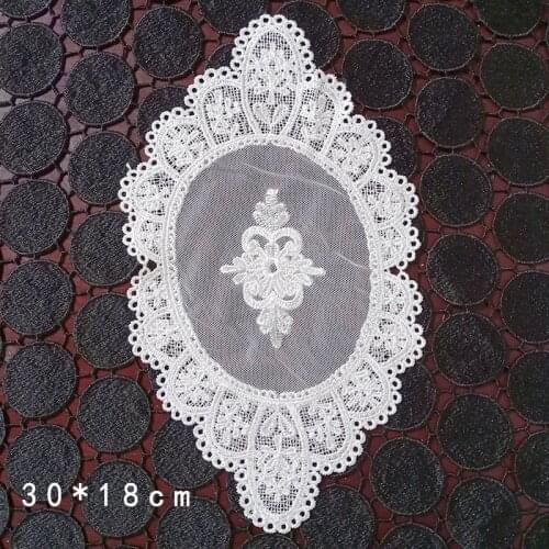 1Pcs 30x18cm Oval Shape Embroidery Hollow Lace Tablecloth Fabric For Household Coffee Tea Cushion Decoration Material
