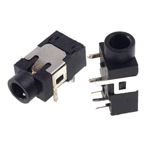 100pcs Phone Jack 3.5mm 6 Contacts 4 conductors Stereo Audio socket 4 poles Audio plug Through hole Right Angle 2 inner Switches