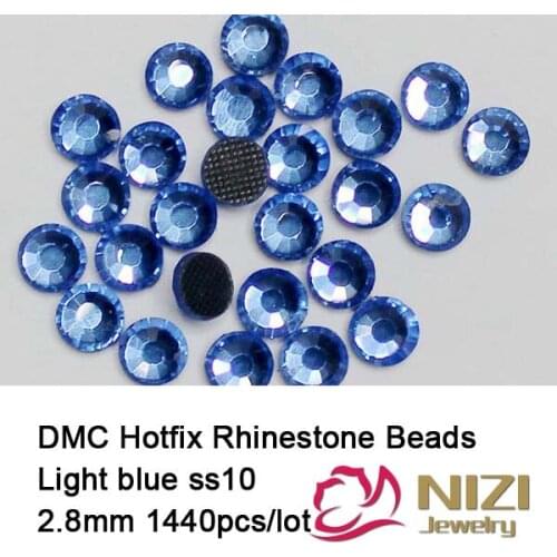 1440 pcs ss10 light sapphire Free shipping DMC hot fix rhinestones flat back rhinestones High Quality