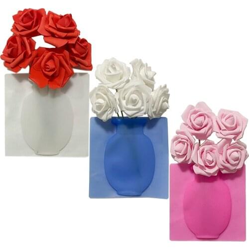 2 Magic Clinging Sticky Silicone Flower Vase Removable Hanging Wall-Mounted Reusable Flower Pot Kitchen Wall Window Home Decor
