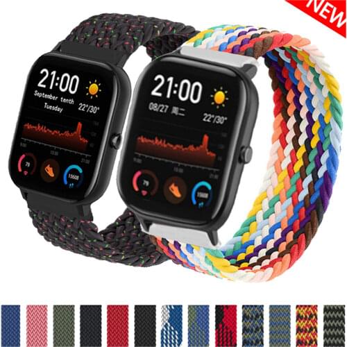 20mm 22mm Braided solo loop For Amazfit GTS/2/2e/GTS2 Mini/GTR 42mm/47mm/GTR2/2e/stratos 2/3 Bracelet Watch Amazfit bip strap