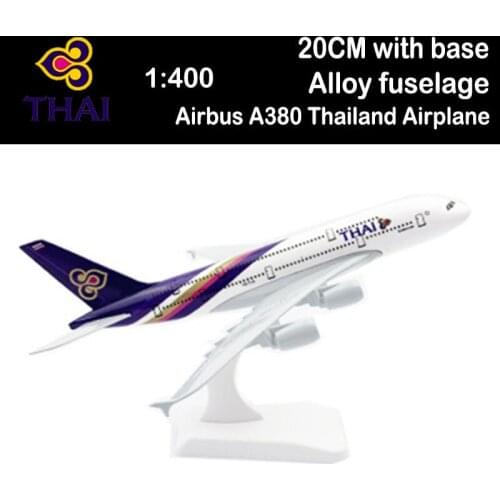 20CM 1:400 Airbus A380 Model THAI Thailand Airplanes Base Alloy Aircraft Plane Airliner Display Kid Toy Adult Collection Gift
