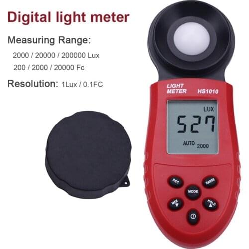 200,000 Lux HS1010 LCD Digital Integrated Light Luxmeter Tester Illumination Meter Hand-Held Light Luminometer Lux/Fc Photometer