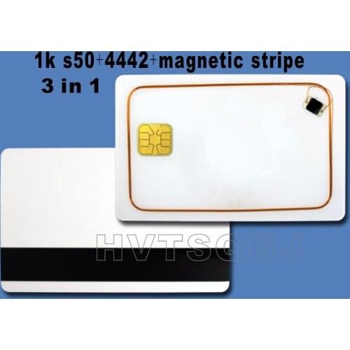 300pcs Free shipping IC(f1108) Card With SLE 4442 Chip &With Hico Magnetic Mag Stripe Smart Card