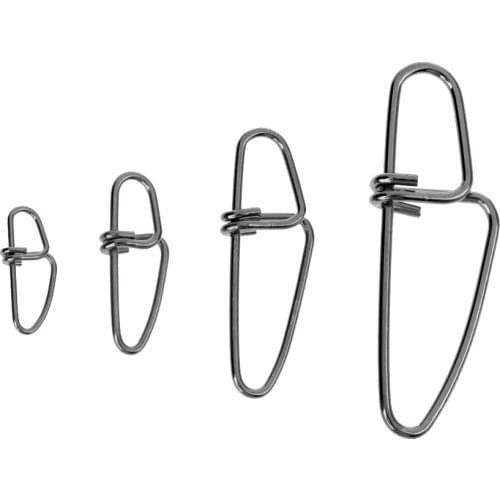 50 Pieces Fishing Lock Snap Hook Lure Connector Swivels Solid Ring Clips