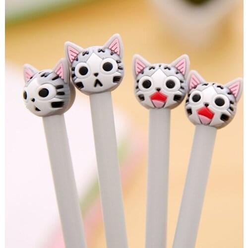 60pcs/lot kawaii pen creative 3D cheese cat gel pens fos school office supplies cute animal pen 0.38mm cute accessories for kids
