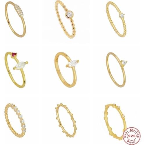 Aide Real 925 Sterling Silver Shiny Zircon Ring For Women Luxury Colorful Crystal Slim Thin Couple Rings Fashion Jewelry Anillos