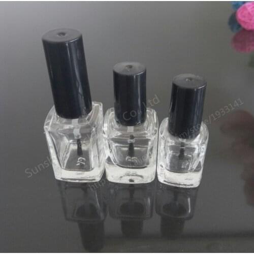Free Shipping 500pcs 5ml Square nail polish bottle bottles with white black lid Small Glass Nail Polish Bottle
