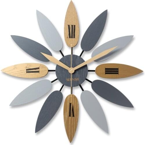 Wooden Decor Large Wall Clock Modern Design Silent Vintage Europe Style Quartz Creative Saat Klok Living Room Decoration 5K550