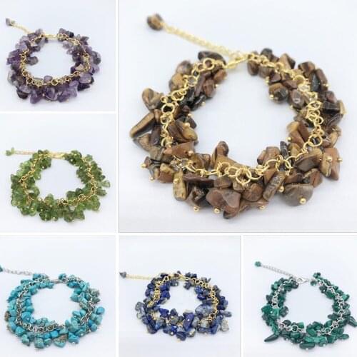 Irregular Natural Stone Bracelet Stretch Chip Beads Gravel Chain Bracelets Bangles For Women Girls Fashion Jewelry Accessories