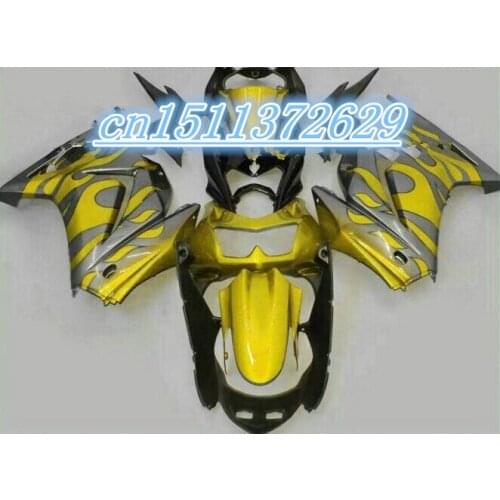 Dor-ABS Fairing for KAWASAKI black yellow Ninja ZX250R 08-12 ZX-250R 2008-2012 ZX 250R 08 09 10 11 12 2008 2009 2010 2011 2012 D