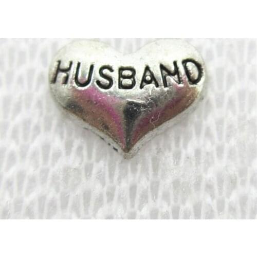 Hot Selling 20pcs/lot Husband Heart Floating Charms Living Glass Memory Lockets Floating Charms DIY Jewelry Accessory