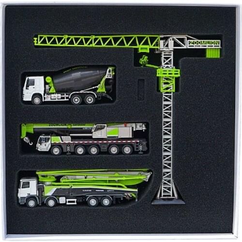 Engineering car gift box set crawler crane tower crane concrete pump truck mixer alloy model diecast vehicle toys Souvenir show