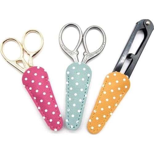 PU Leather Embroidery Scissors Sheath Cover Barber Hairdressing Shears Holster Protective Storage