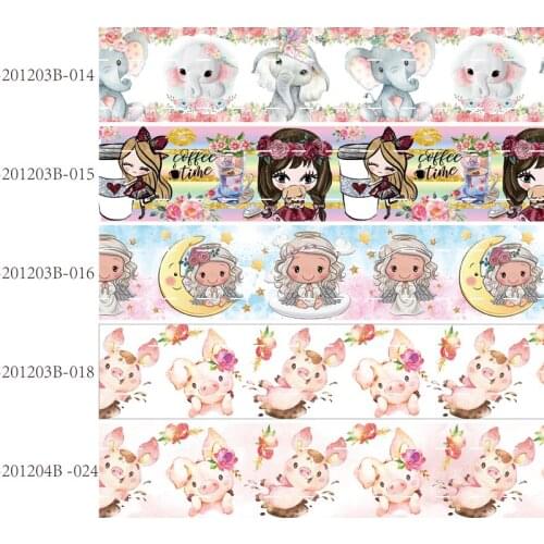 50 yards/lot) New arrival 25MM pig and elephant printed cartoon ribbons