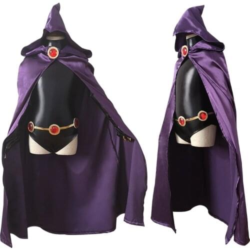 Adult Teen Anime Titans Raven Cosplay Costumes Jumpsuits+Cloak+Belt Party Halloween Fancy Ball Suit