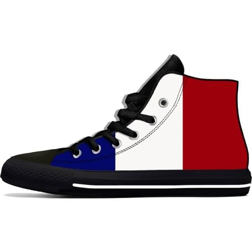 France French Republic Flag Patriotic Fashion Casual Cloth Shoes High Top Lightweight Breathable 3D Print Men Women Sneakers