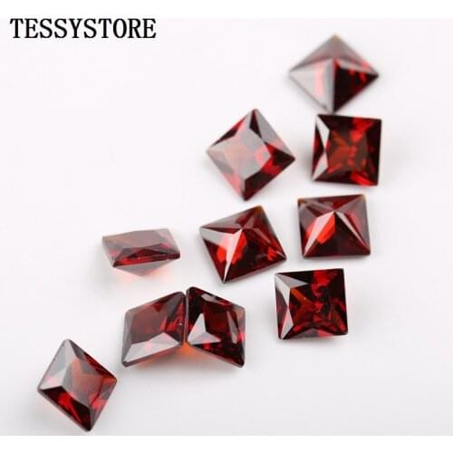6mm/8mm Square Shape Cubic Zirconia Gem Artificial Colored Cut Gem Super Shiny Crystal Zircon For Jewelry Making