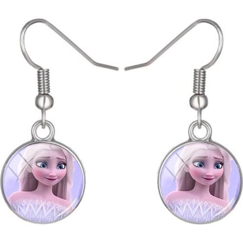 Disney Frozen Earrings Fashion Exquisite Pendant Earrings Handmade Glass Cabochon Pendant Earrings Jewelry