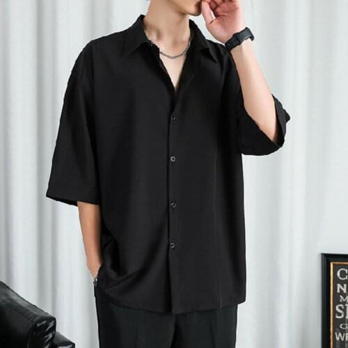 2021 New Long Sleeve Casual Shirt Turn-down Collar Soft Buttons Closure Solid Color Men Shirt Top