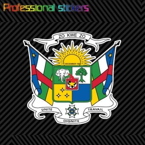 Central African Coat of Arms Sticker Decal Vinyl Republic Flag CAF CF Stickers for Cars, Bicycles, Laptops, Motos