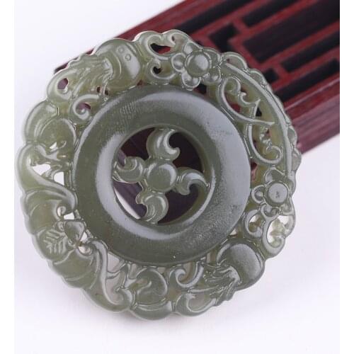 Natural hetian green jade pendant necklaces hollow dragon bird jade necklace brand men women jade jewelry jadeite