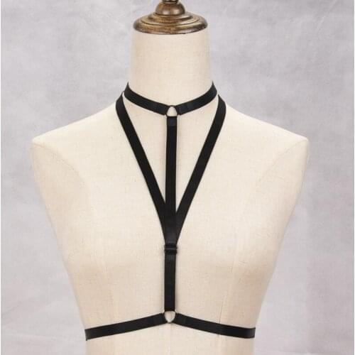 BODY HARNESS New body harness Sexy lingerie Spandex Free size can Adjust Open Cage bra harness