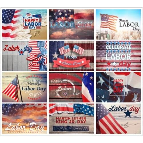 Happy Labor Day Backdrop Festivel Party Decoration American Flag Backgrounds Photography Photo Booth Studio Prop