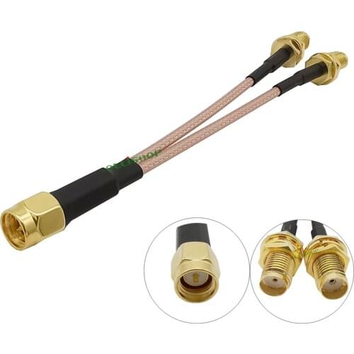 SMA Male Plug to Dual SMA Female Jack RG316 Y Shape Splitter Cable WiFi Antenna SMA Connector 4G LTE Router
